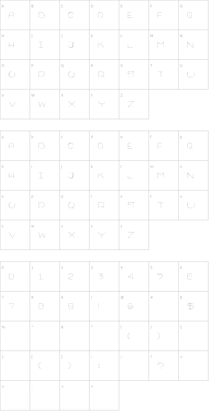 Character Map Thin Franq Font