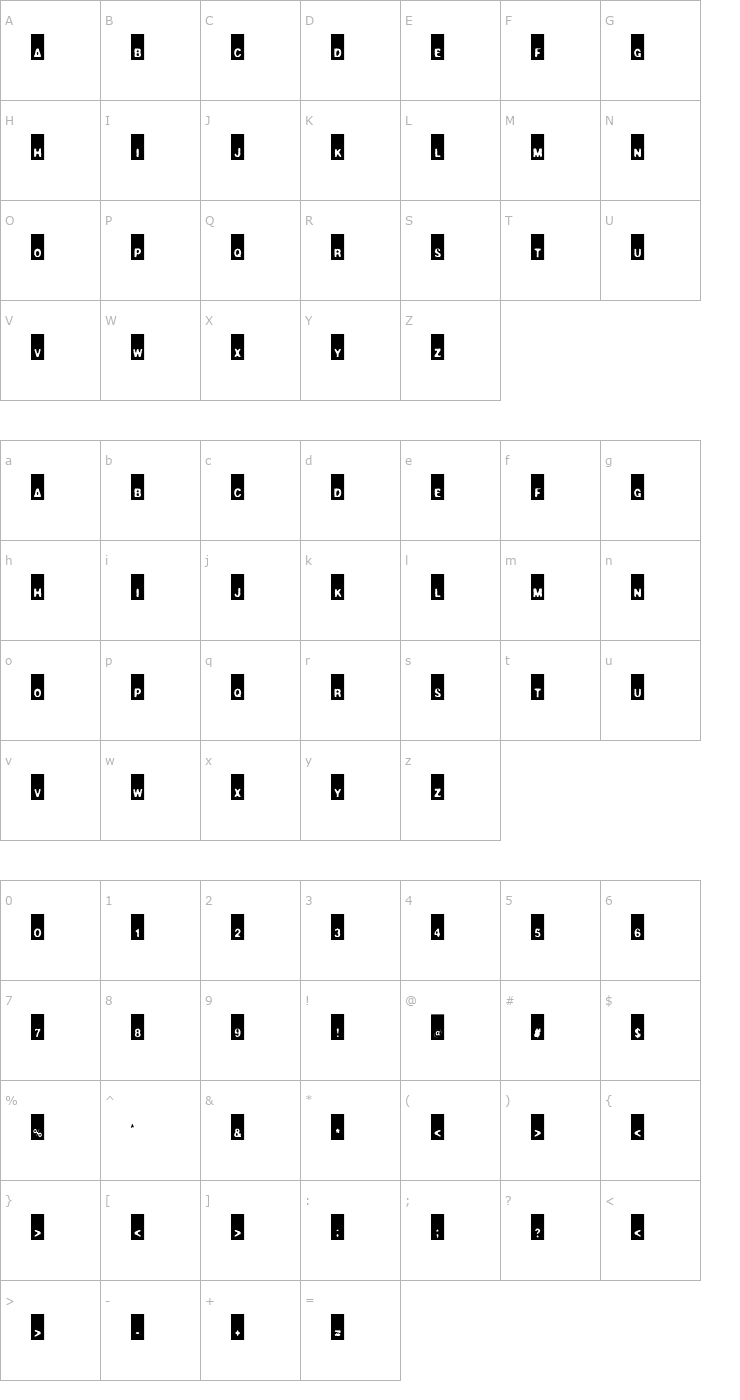 Character Map Thinman Font