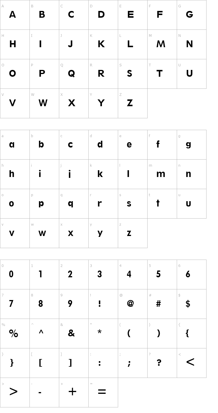Character Map Thinx SSi Bold Font