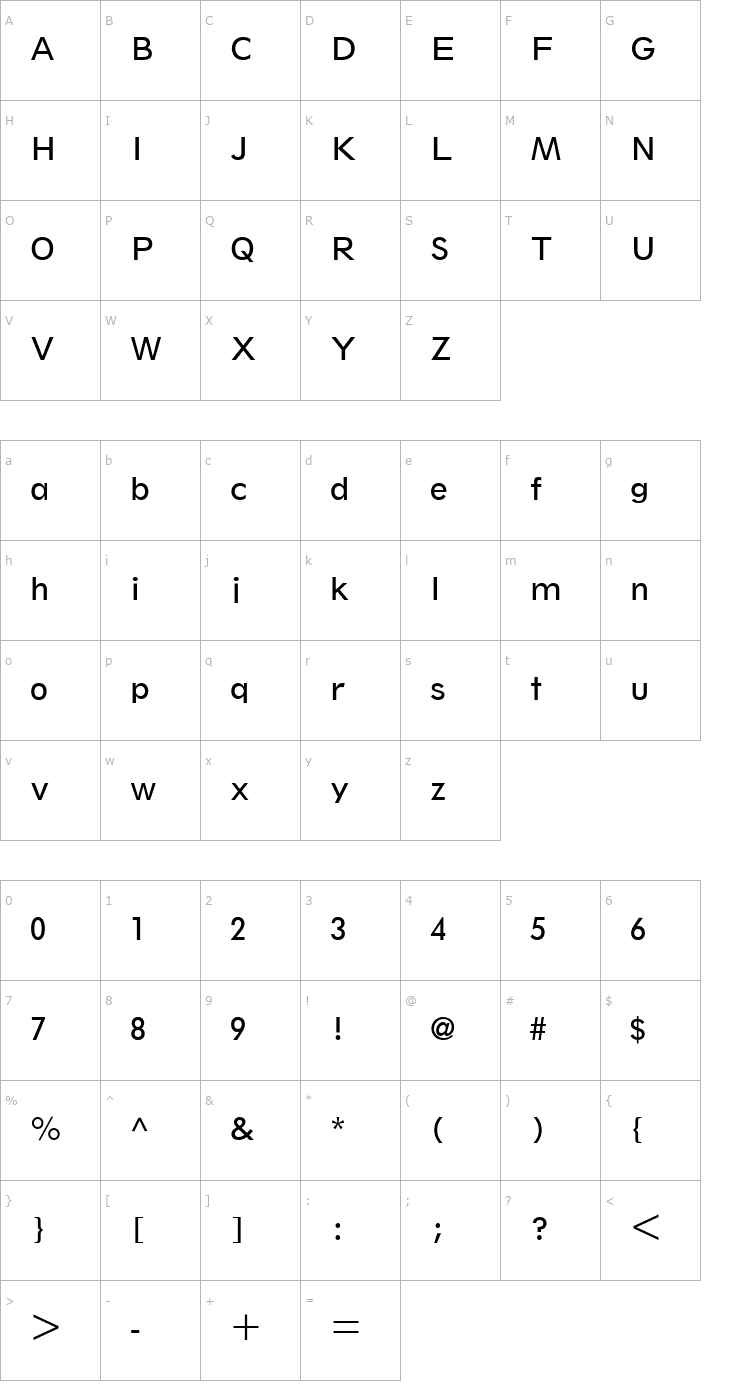 Character Map Thinx SSi Font