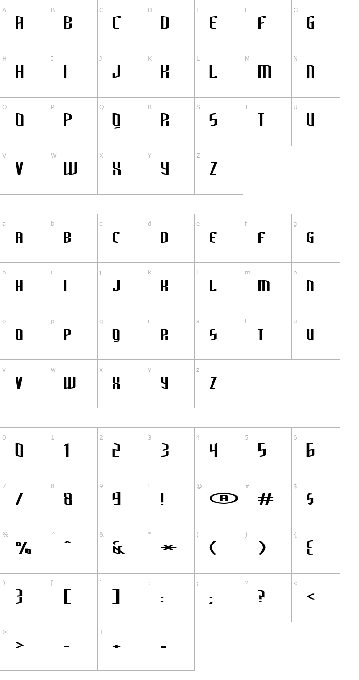 Character Map ThirdGenerationExtended Font
