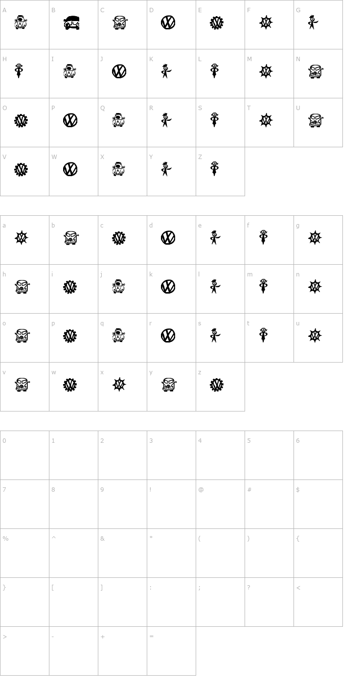 Character Map Thirteen Hundred Font