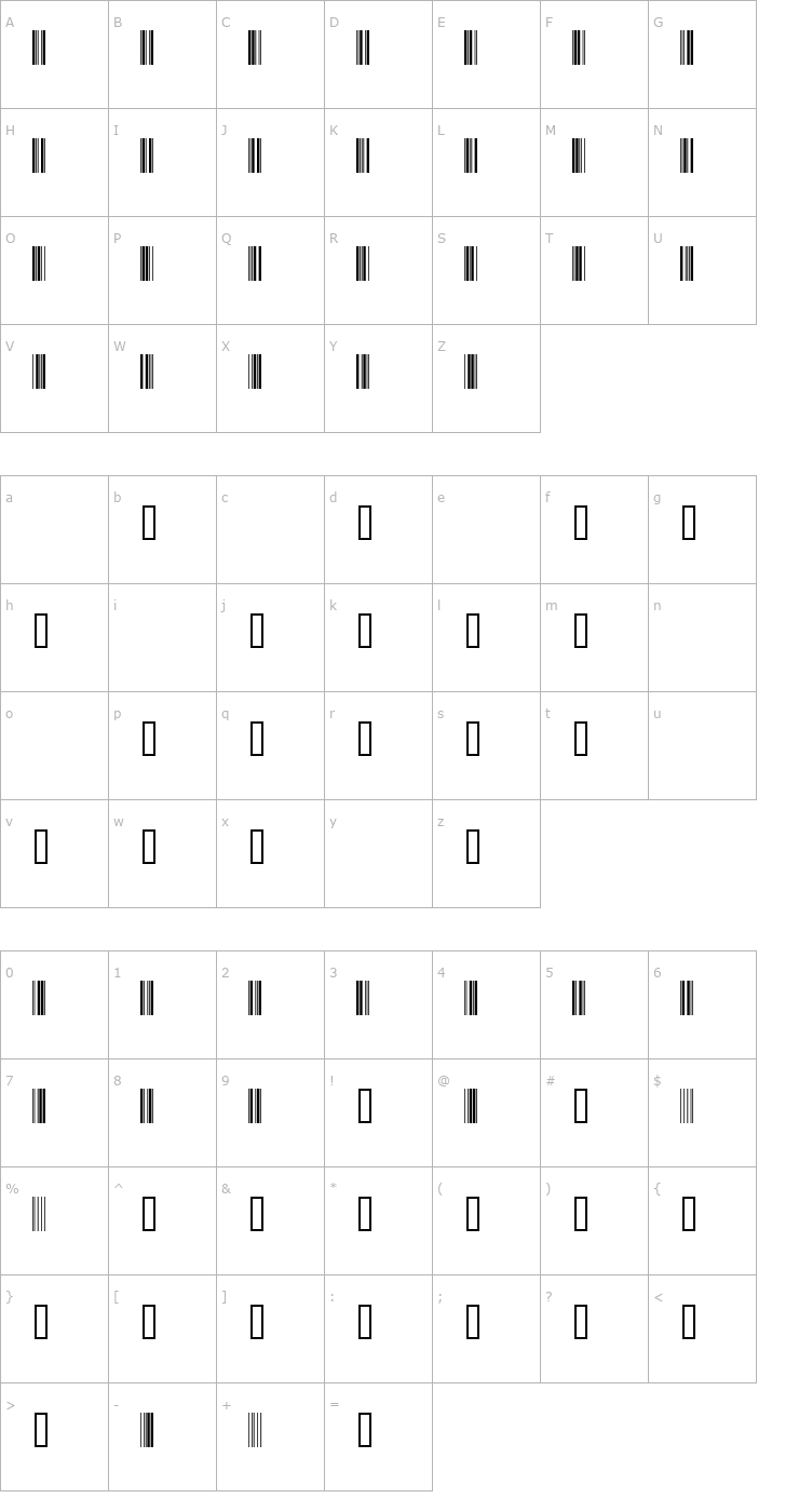 Character Map ThirtyNineSSi Font