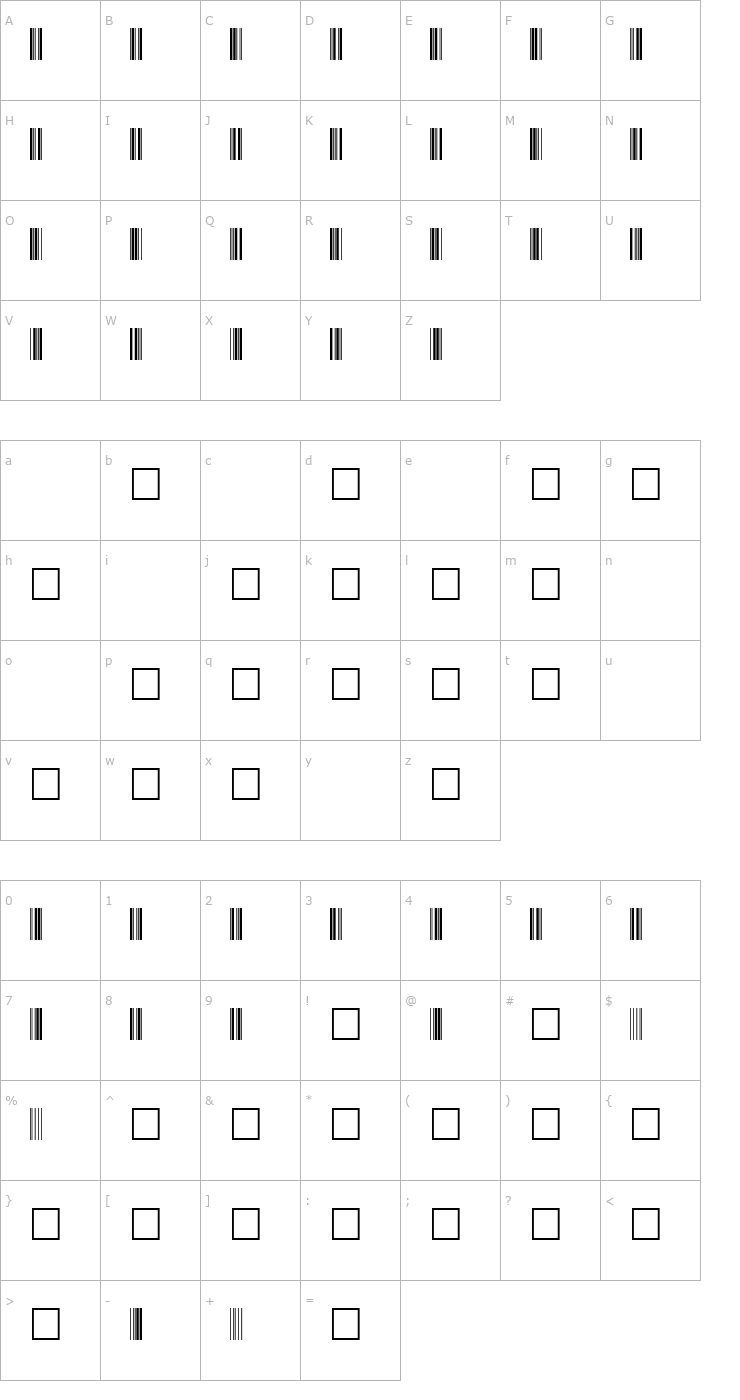 Character Map ThirtyNineSSK Regular Font