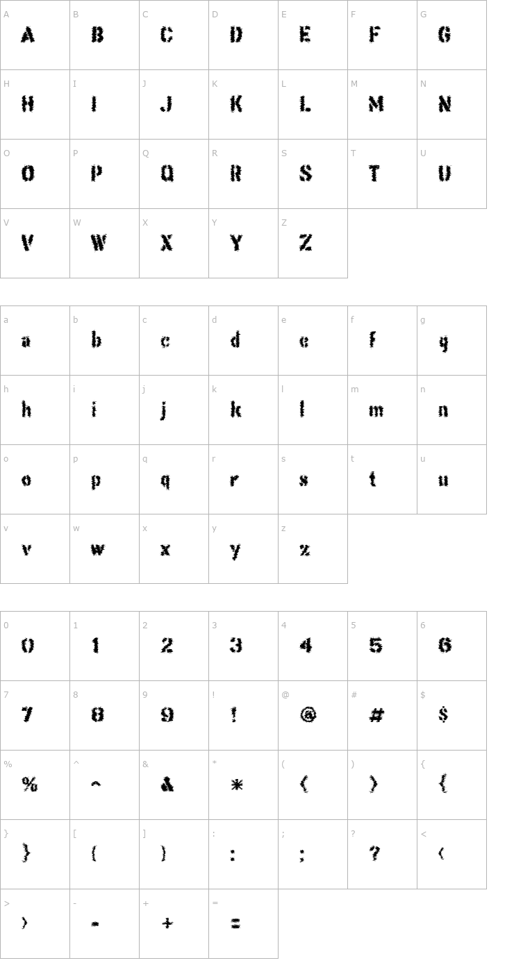 Character Map This Corrosion Font