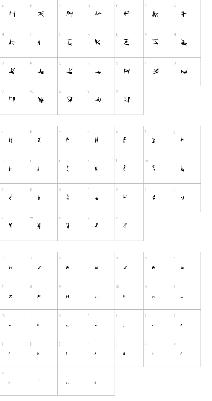 Character Map Tholian Regular Font