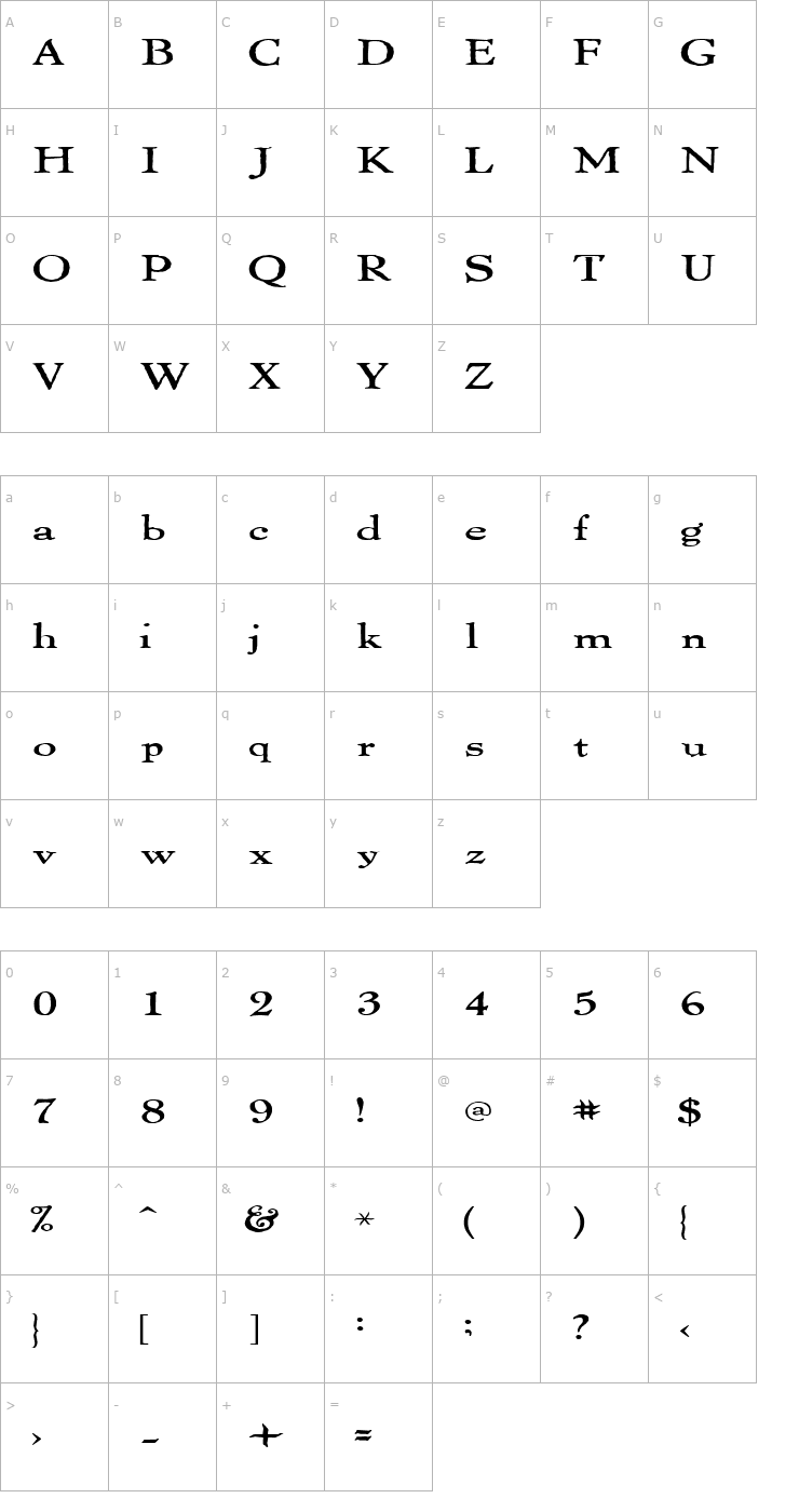 Character Map ThomasPaineExtended Font