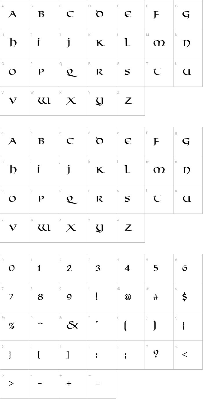 Character Map Thong-Regular Font