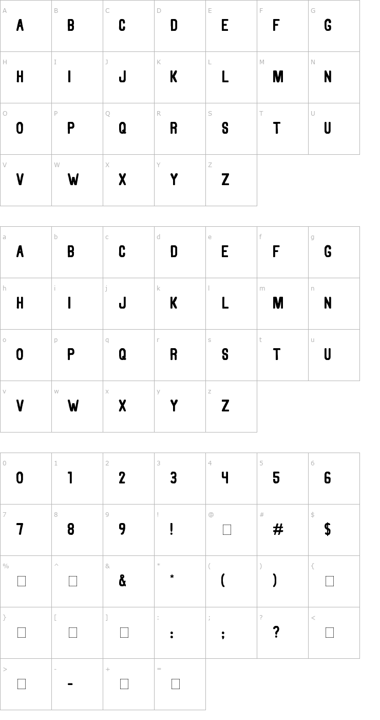 Character Map Thorne Font