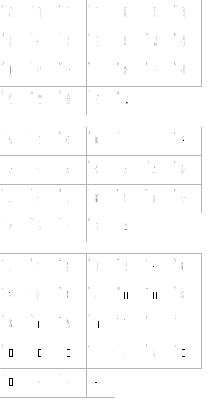Character Map ThornsOutline Font