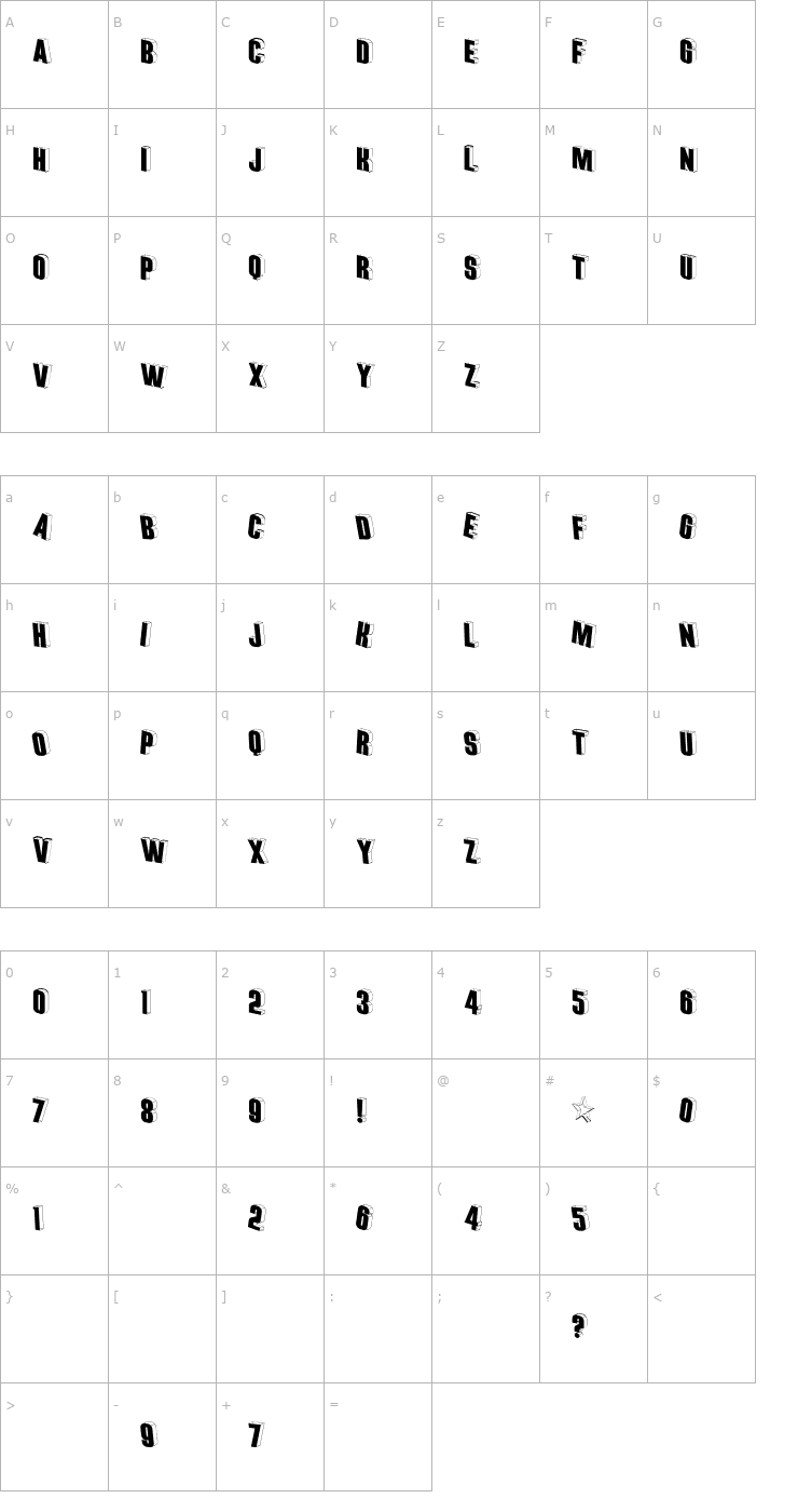 Character Map Threedimensional Font