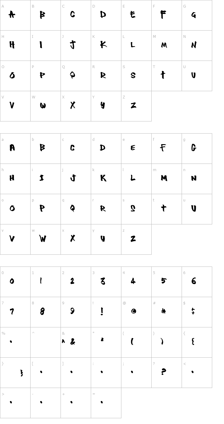 Character Map Thug Font