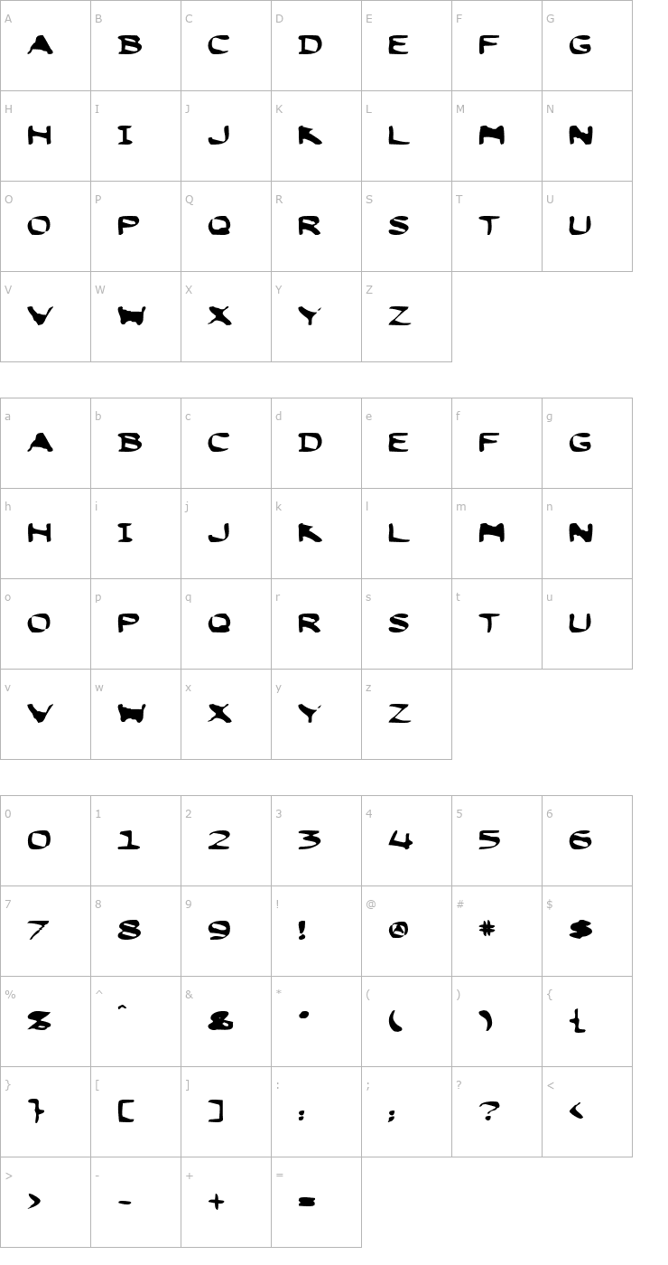 Character Map Thumtax ICG Font