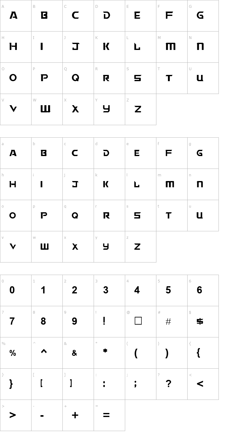 Character Map Tiberium Font