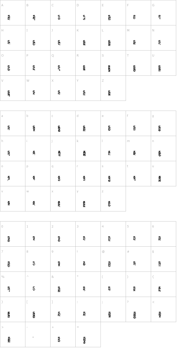 Character Map TibetanMachineWeb4 Font
