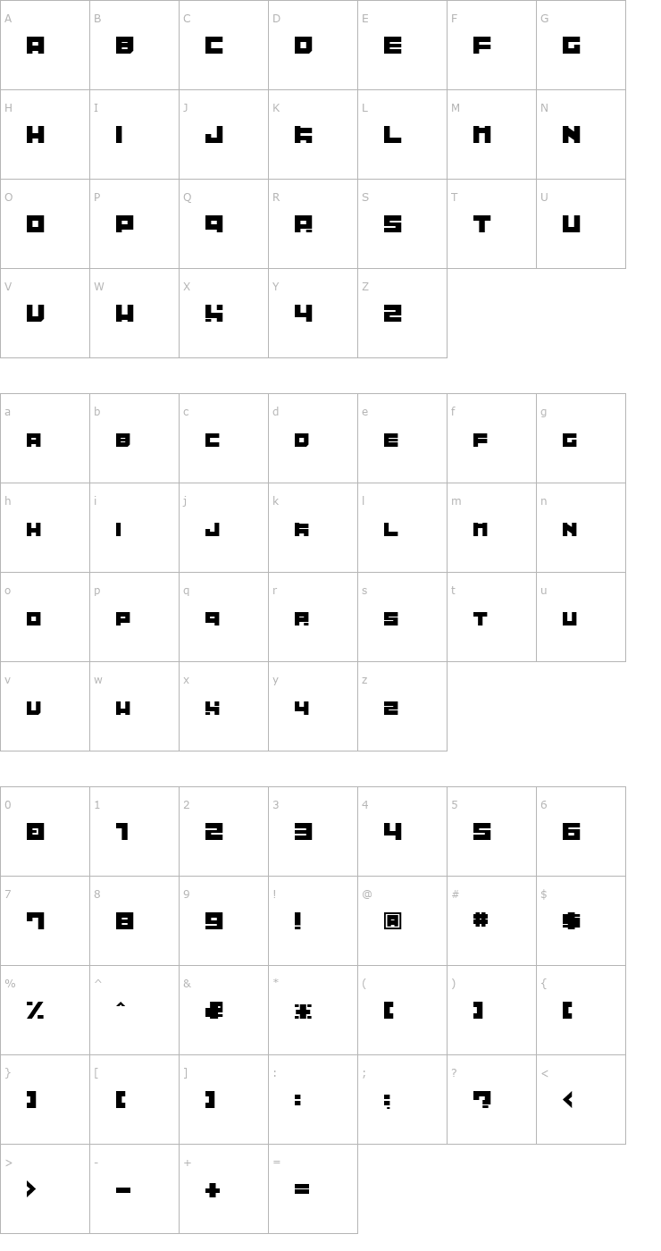 Character Map Tibitto Font