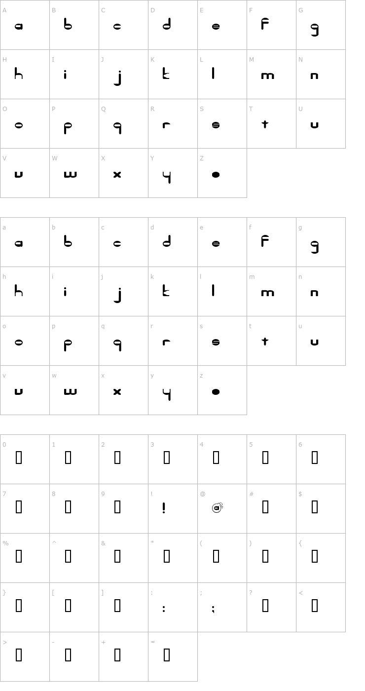 Character Map TickingBomb Font