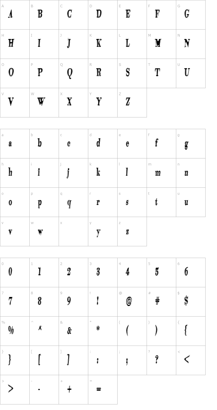 Character Map Tidelagskoprofag Font