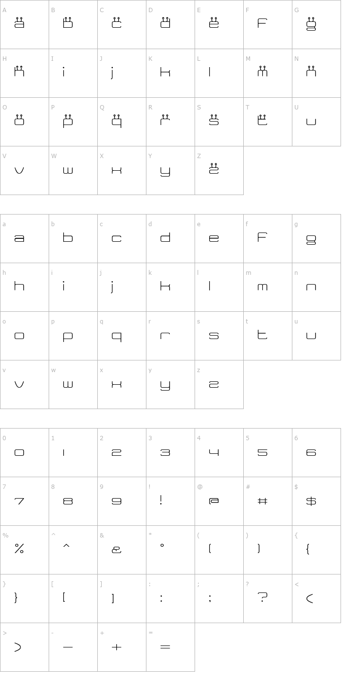 Character Map Tidy Curve TV Font