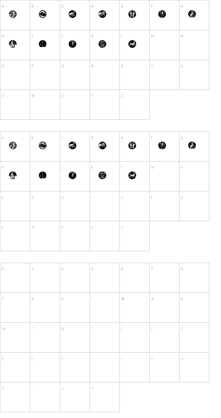 Character Map Tierkreis 5 Font