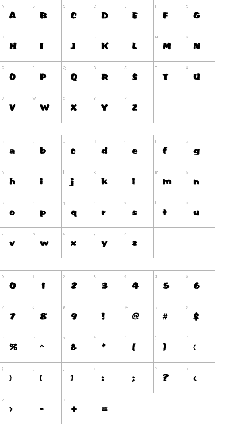 Character Map Tiffy Font