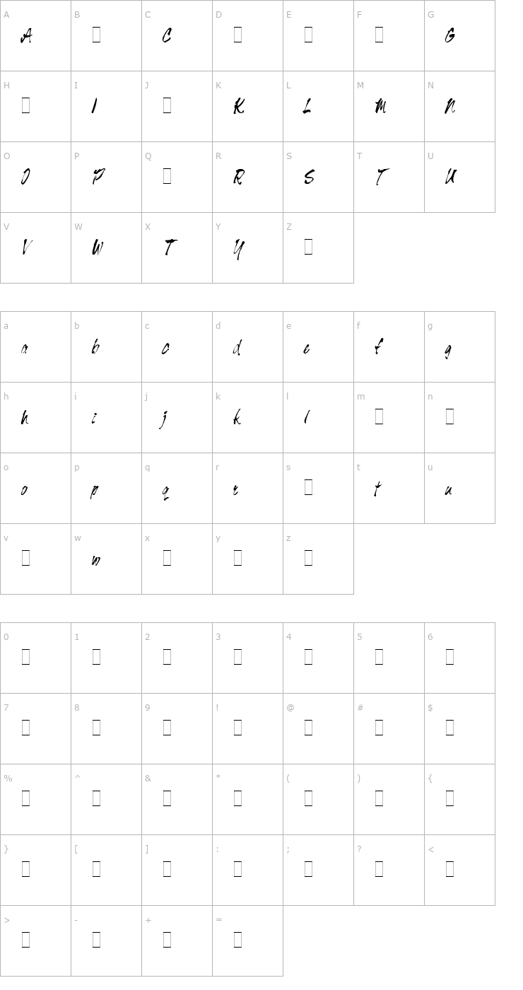 Character Map Tiger Rag Alts LET Plain1.0 Font