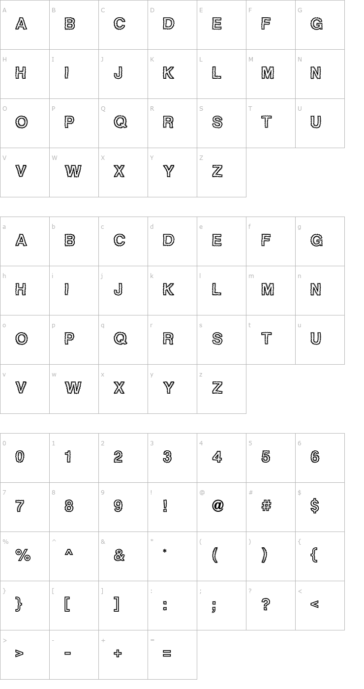 Character Map Tigerteeth ICG Font