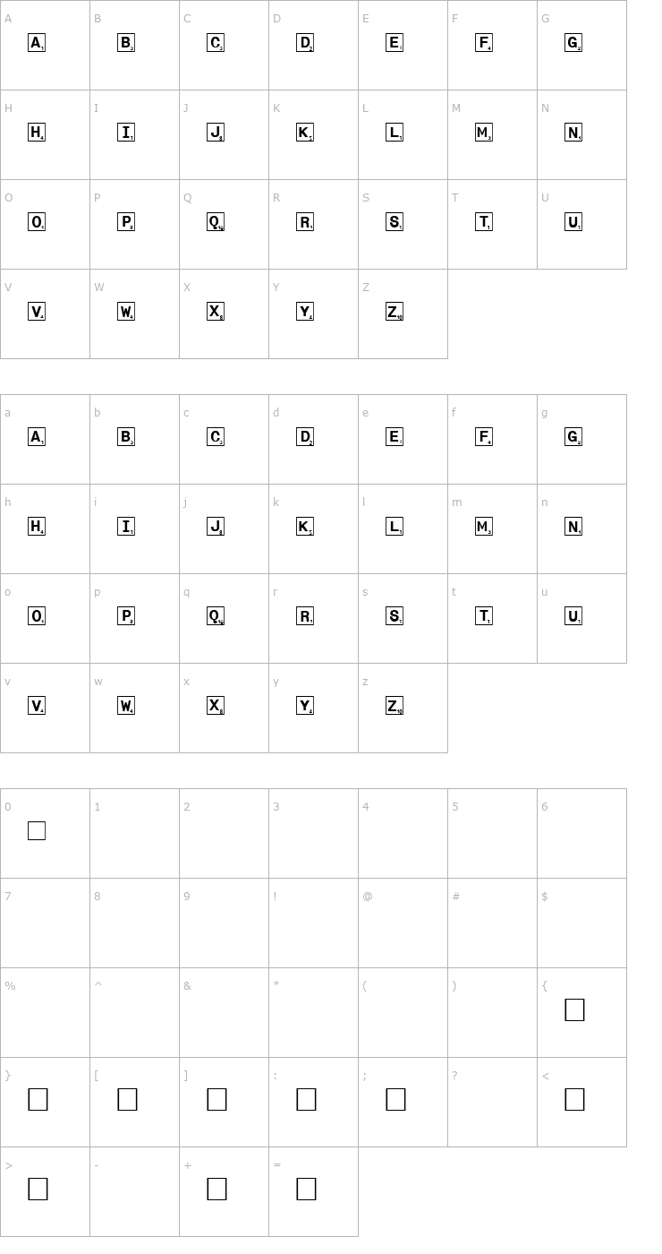 Character Map Tilez Font