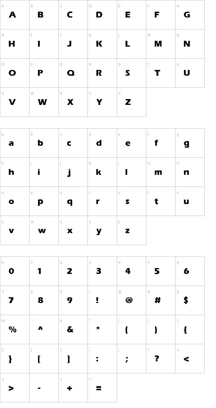 Character Map Tili-Bold Font
