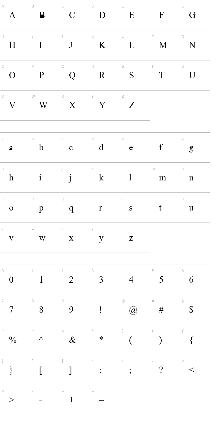 Character Map Timdan E Demo Font
