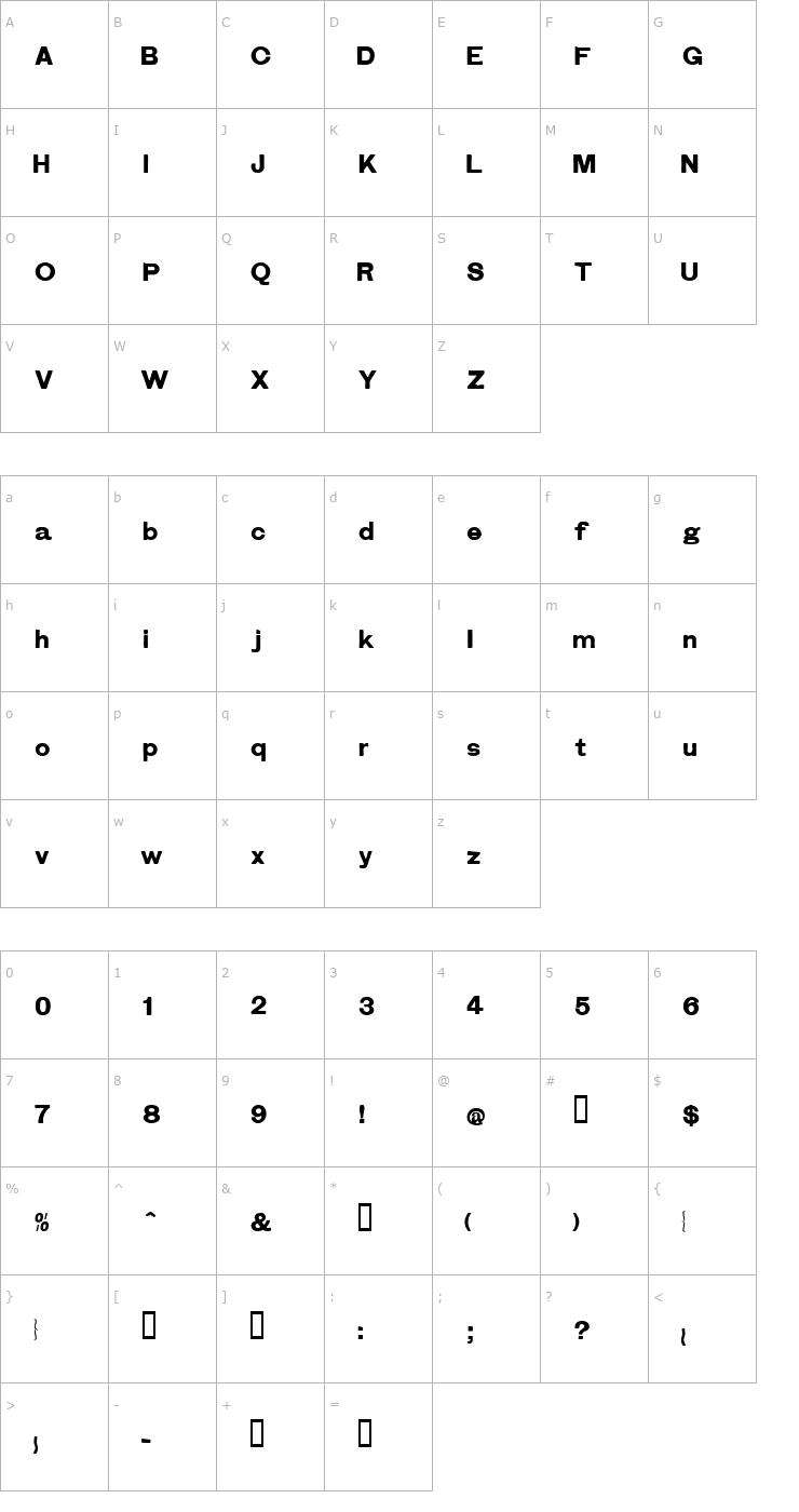 Character Map Times Gothic HPLHS Font