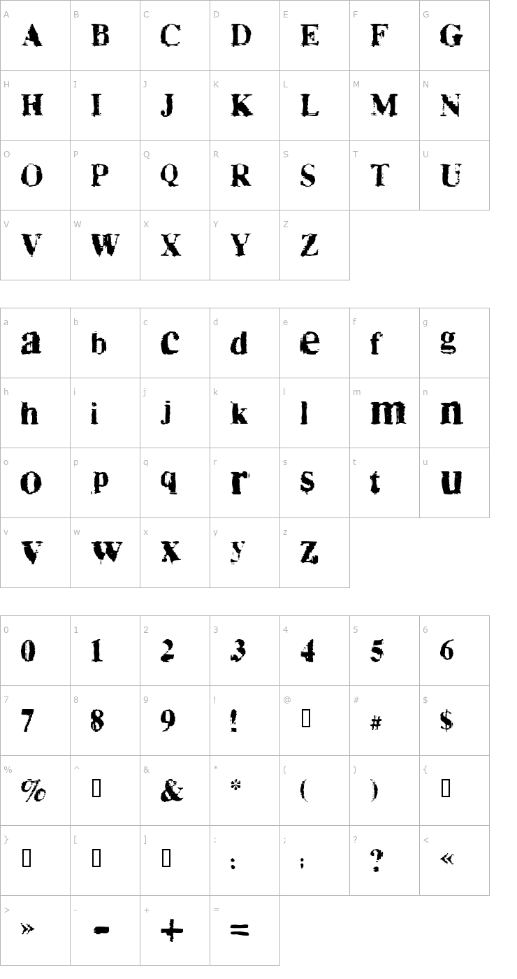 Character Map Times No Roman Font