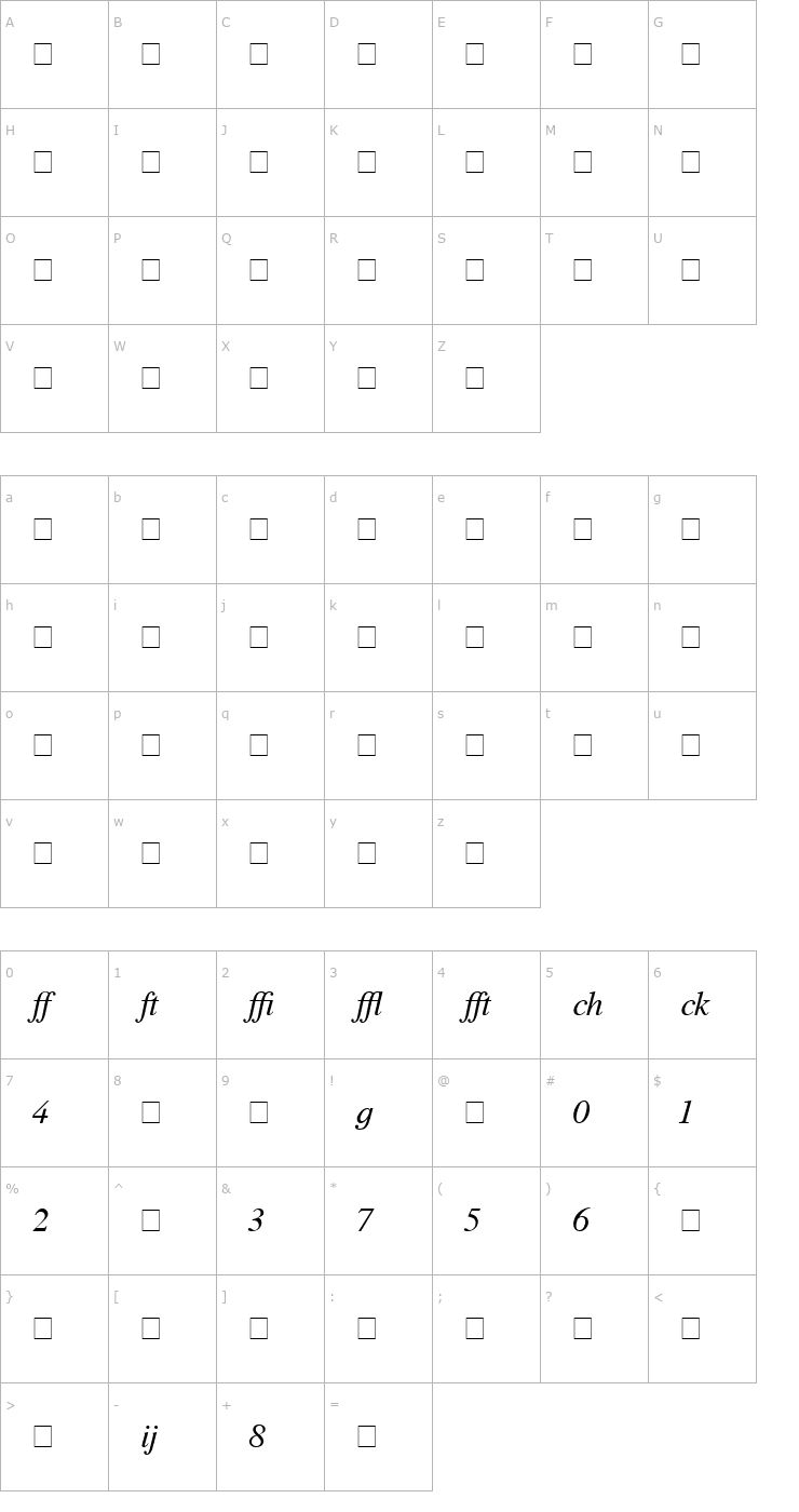 Character Map Times Profi Italic Font