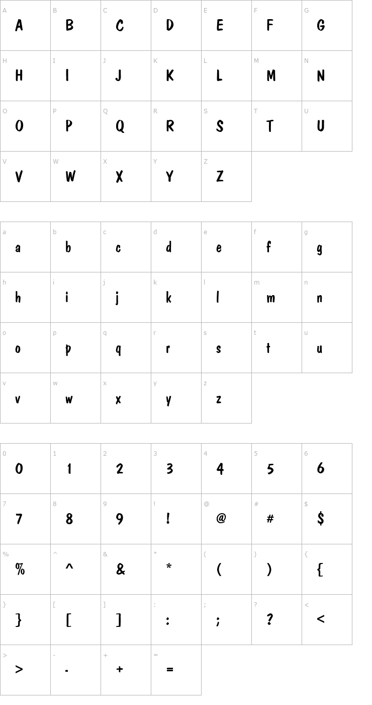 Character Map TinaBecker Font