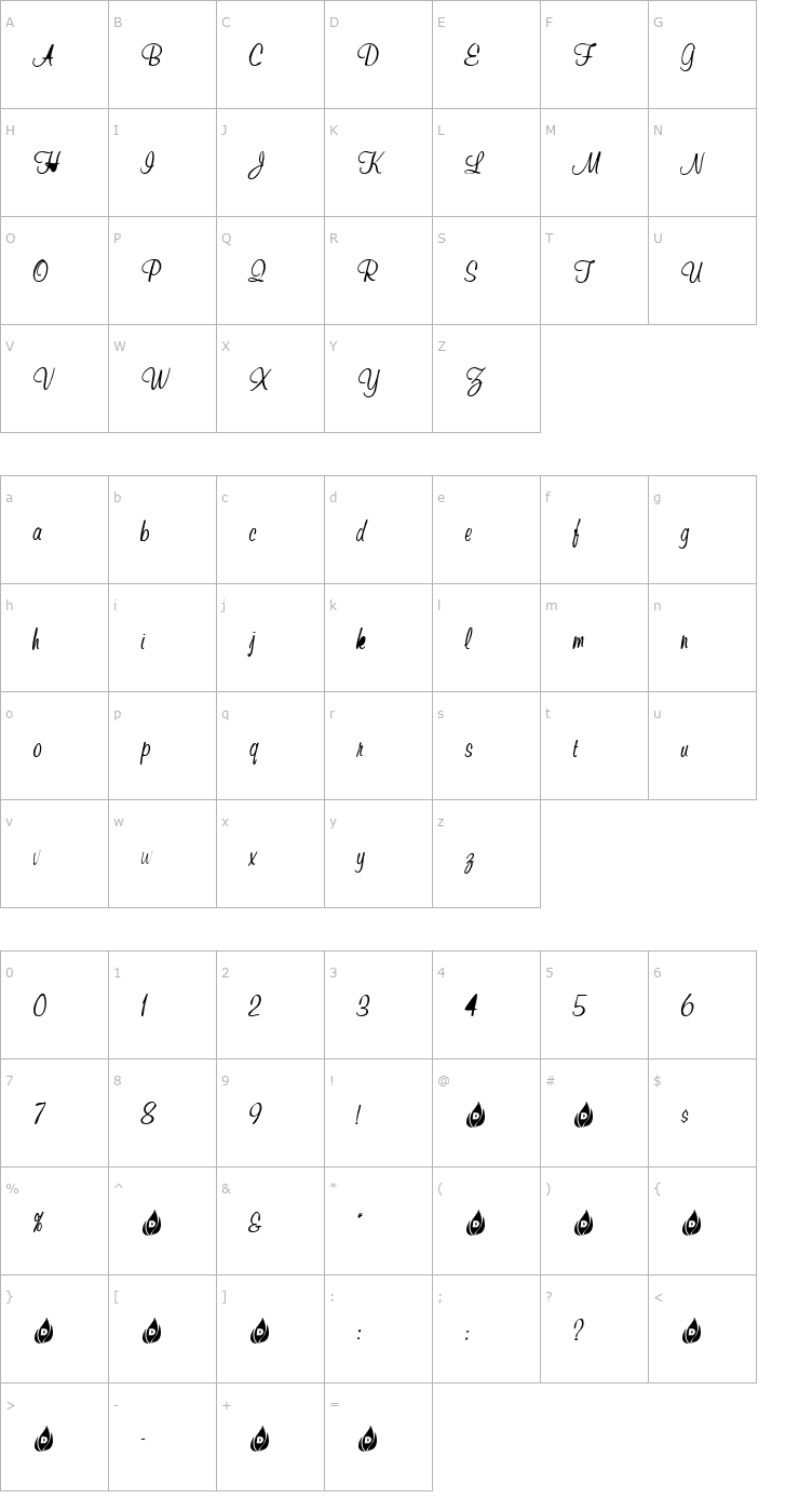 Character Map TiniestDancer Font