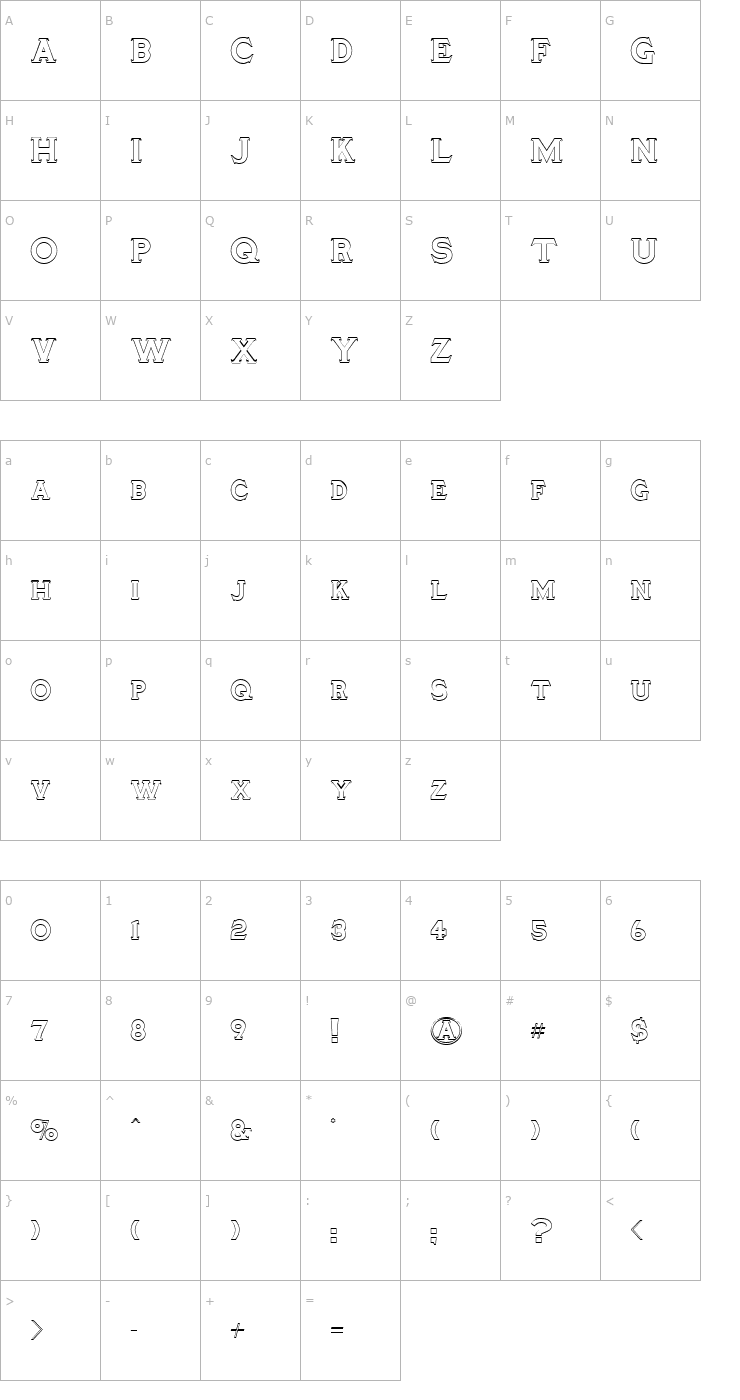 Character Map TinplateTitling Font