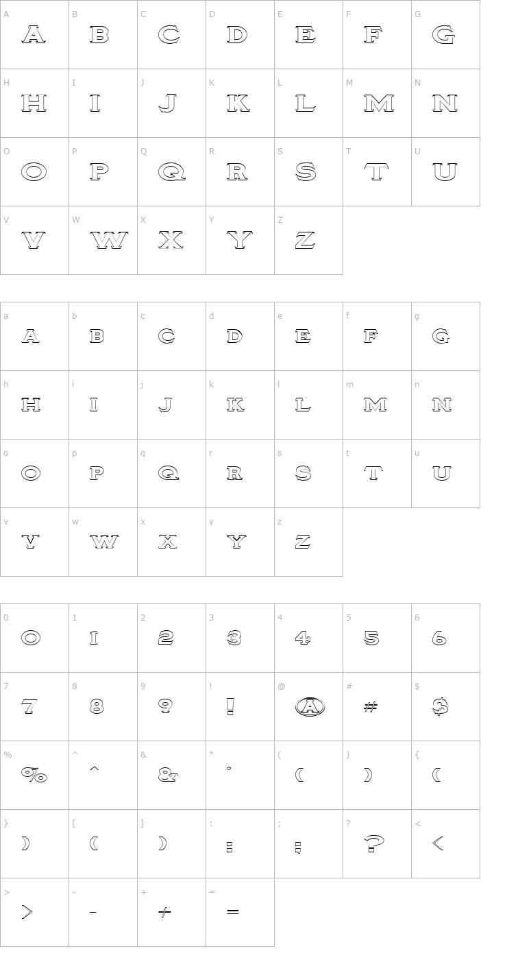 Character Map TinplateTitlingWide Font