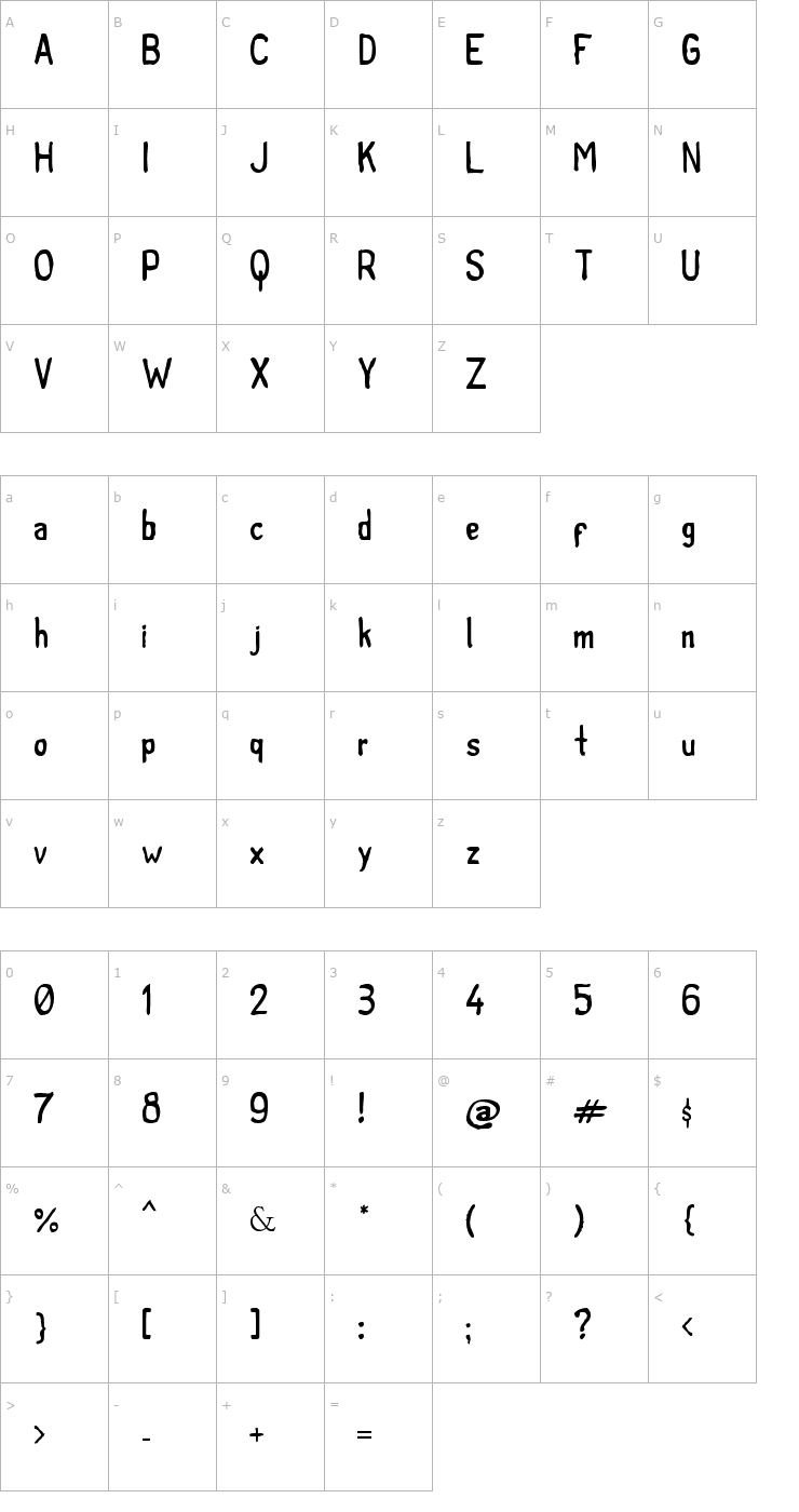 Character Map Tintilla Font