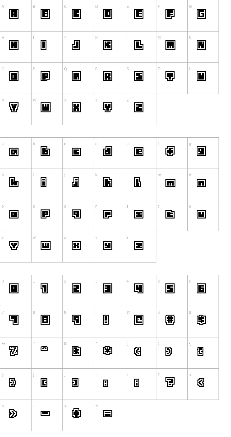 Character Map Tiny Box CollageBitA12 Font