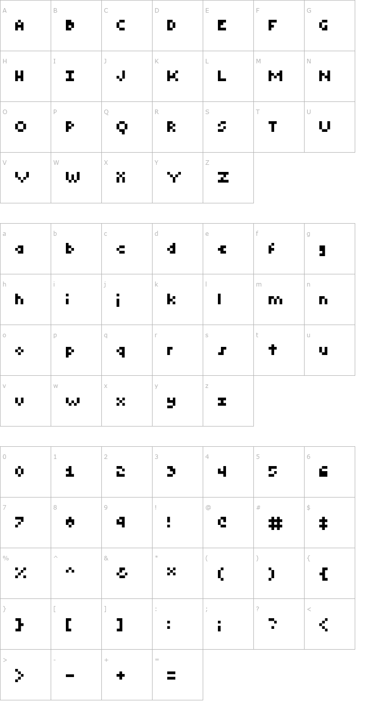 Character Map Tiny Font