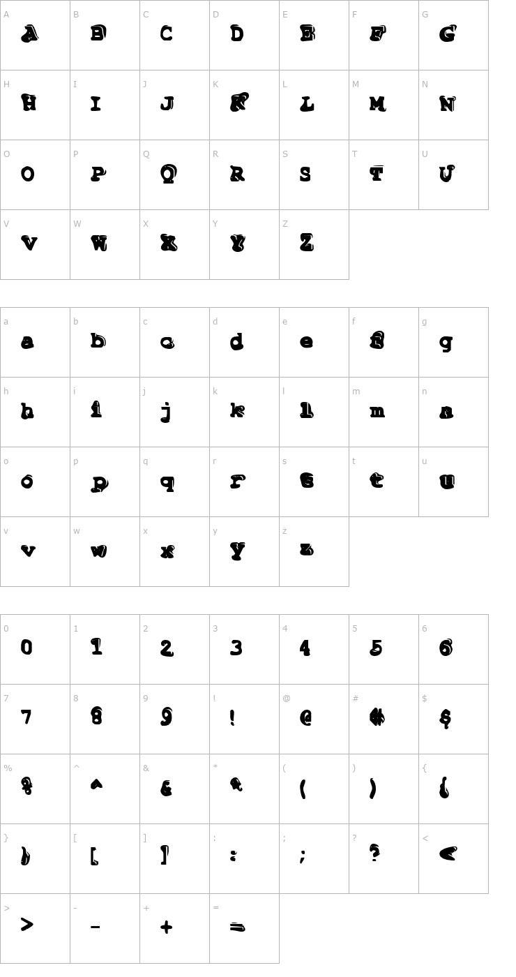 Character Map Tiptonian Font