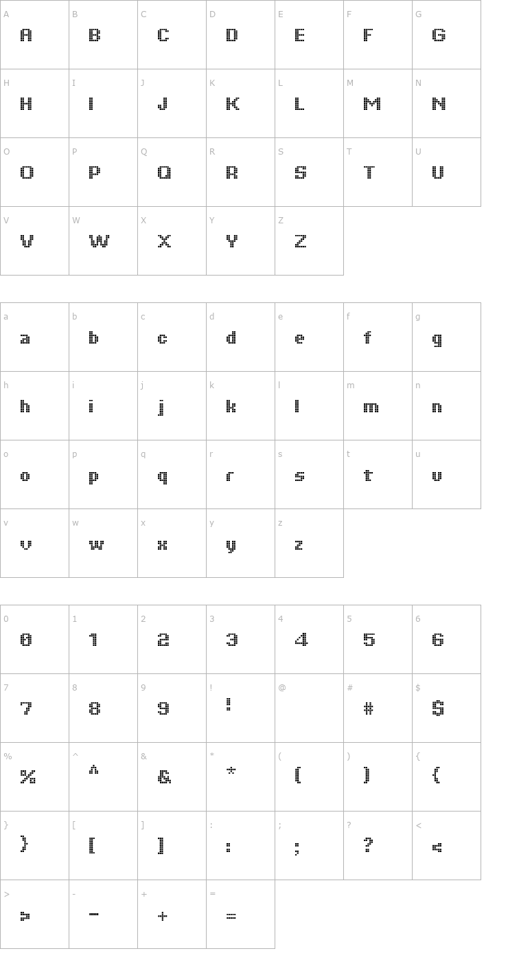 Character Map Tiquet Font