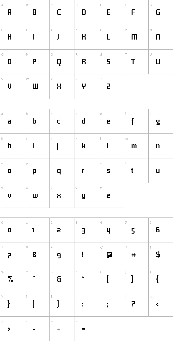 Character Map TitanText-Bold Font
