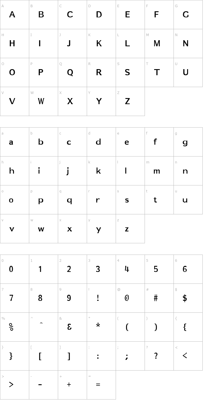 Character Map Title-Bold Font