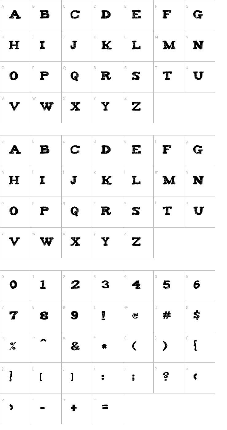 Character Map Tiza Font