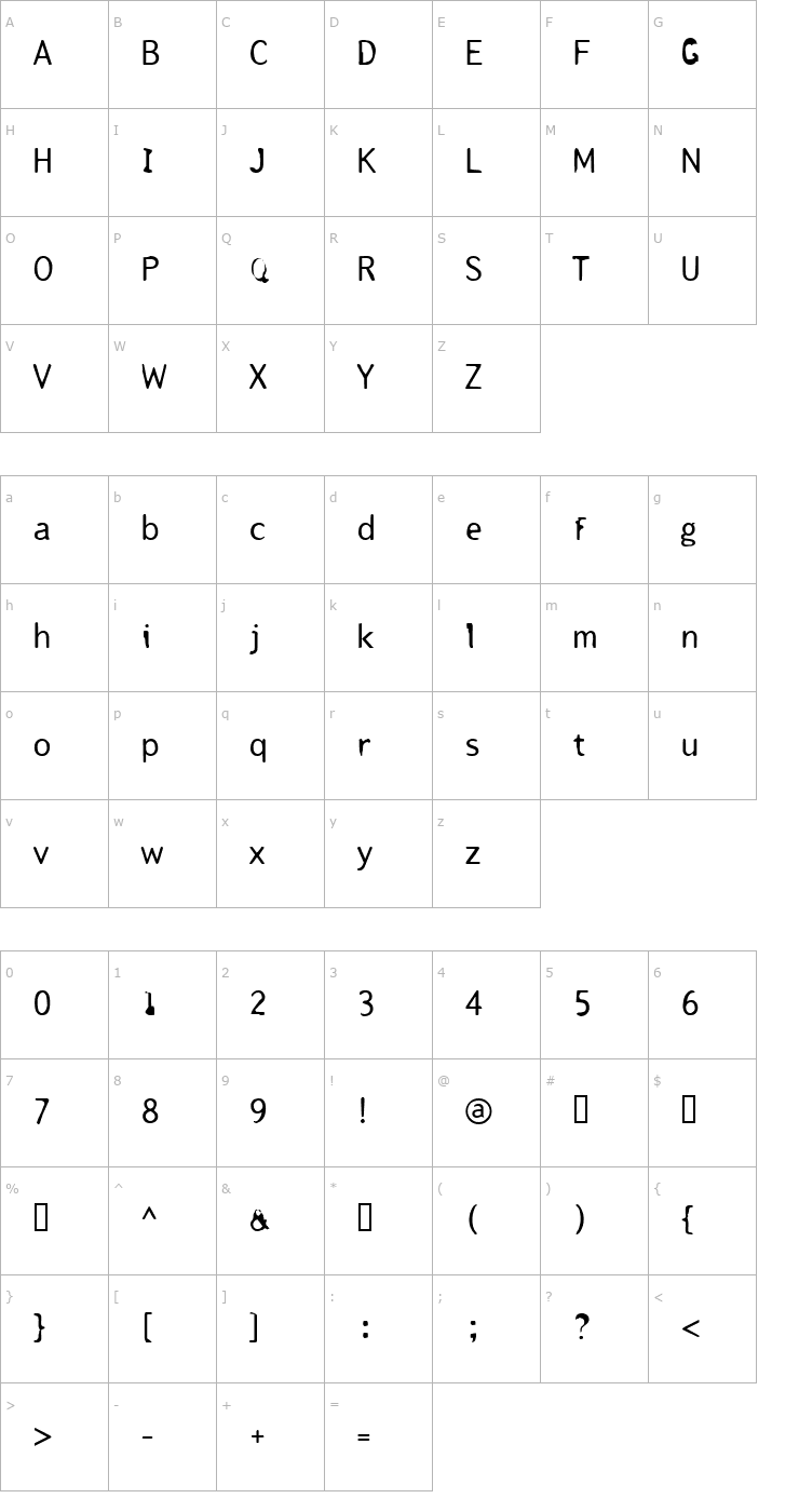 Character Map Tjackluder Font