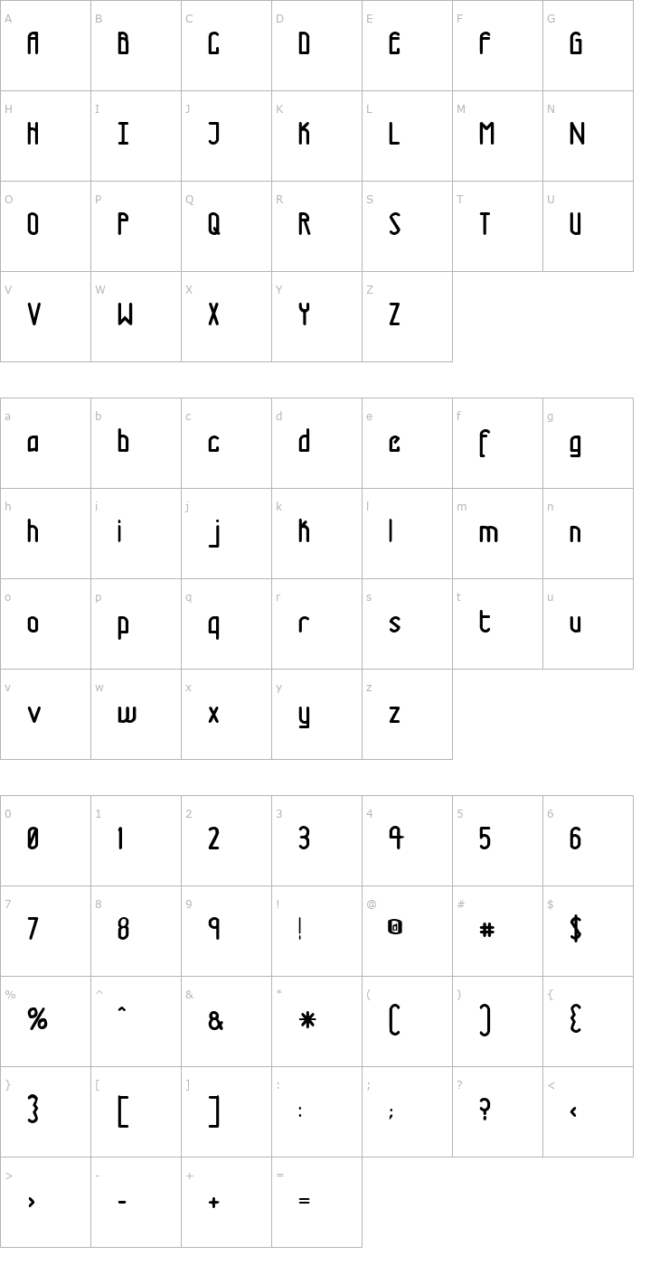 Character Map TM Tramway Normal Font