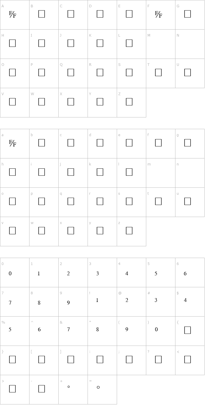 Character Map TmsFB Font