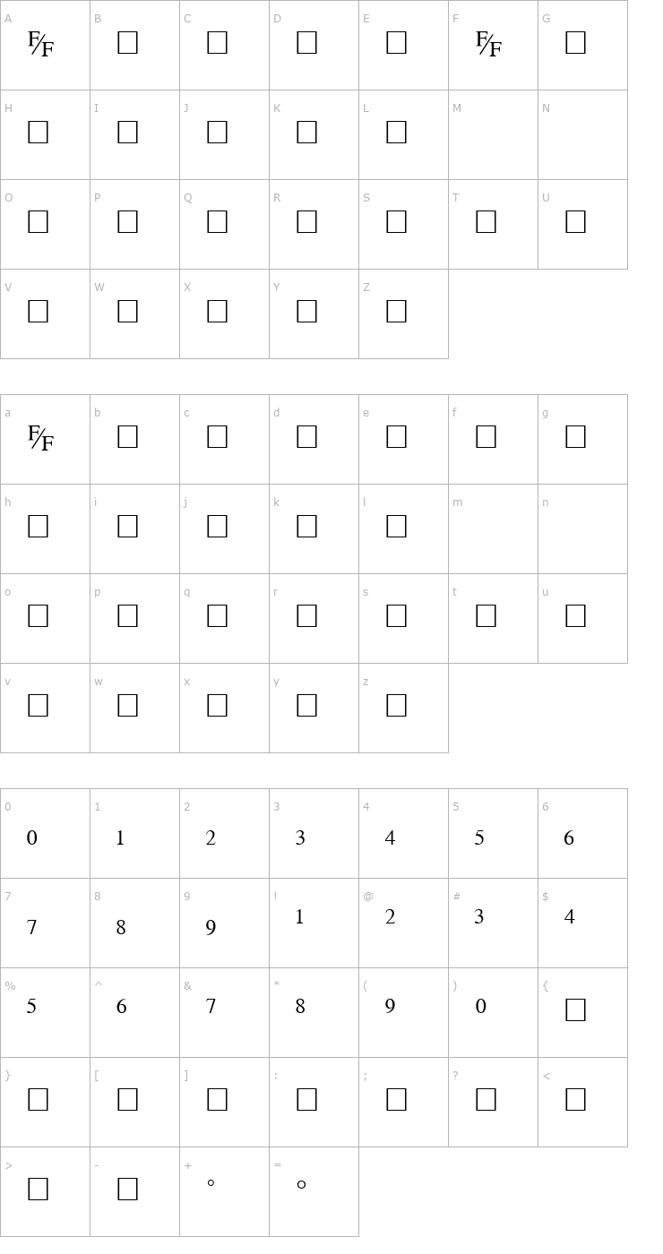 Character Map TmsFE Font