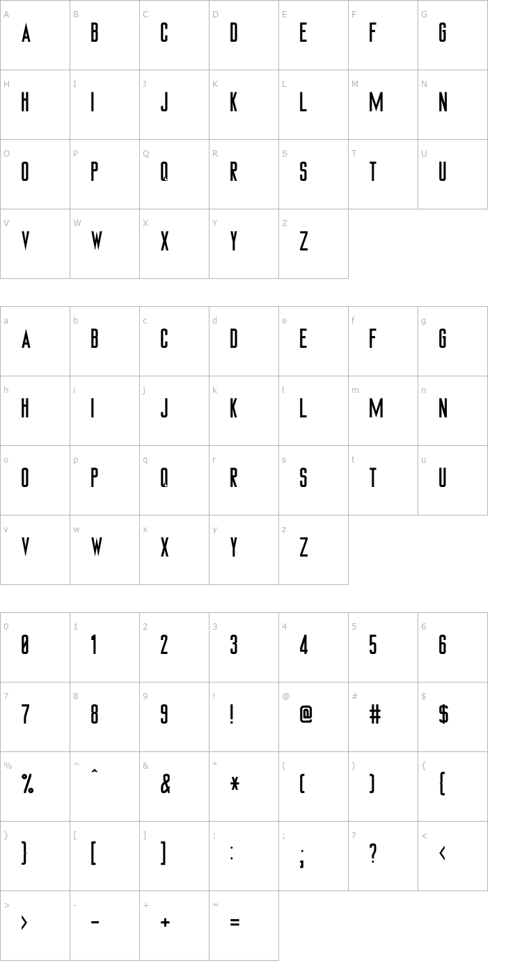 Character Map TNGMonitors Font